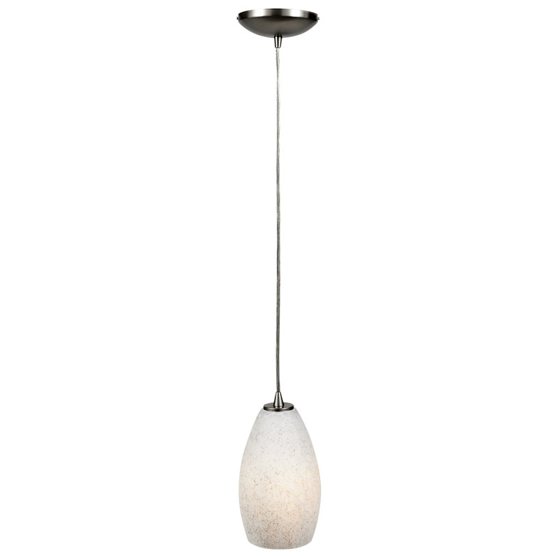 Luminaire suspendu à 1 lumière Carballo, Acier brossé, Pierre blanche