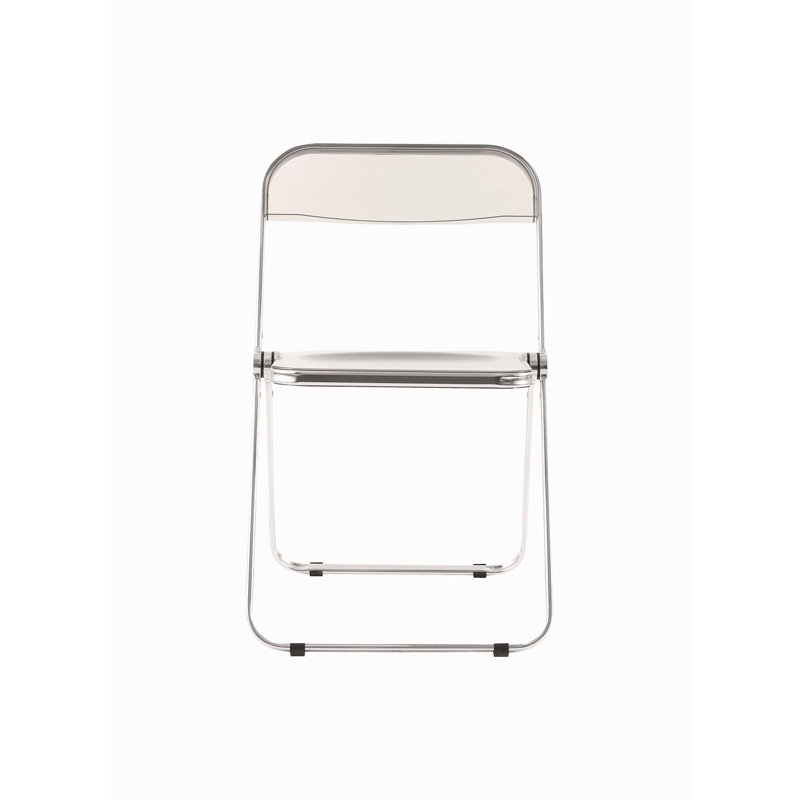 Chaises pliantes transparentes-Chaise fantôme empilable en cristal empilable-Siège de salon en plastique PC-Structure chromée et chaise pliante en acrylique Fo-O-Transparent