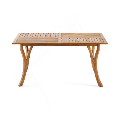 Outdoor 59 Inch Rectangular Solid Wood Table Dining Table,Teak Finish