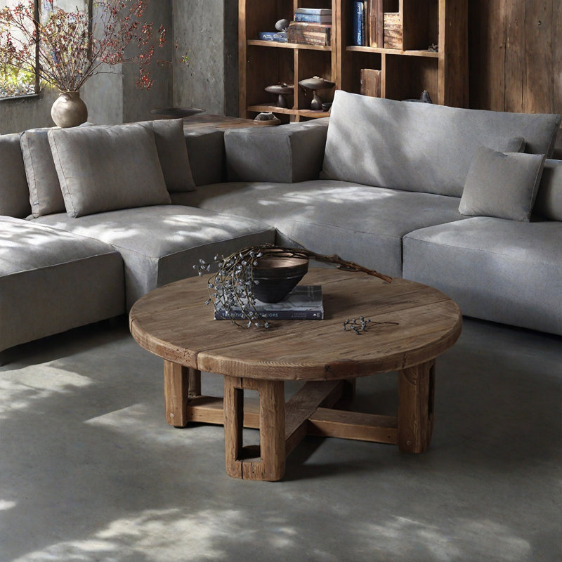 Vintage Round Solid Wood Coffee Table