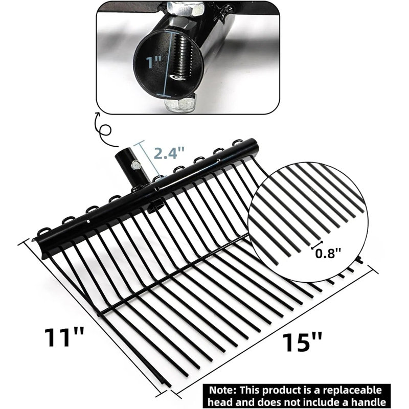 Tête de fourche à fumier, remplacement de fourche à creuser en métal avec dents en angle pour le jardin, étal de cheval, paillis, foin, literie pour animaux