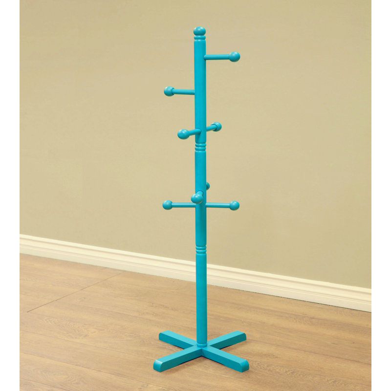 Solid Wood Freestanding Coat Rack, Blue