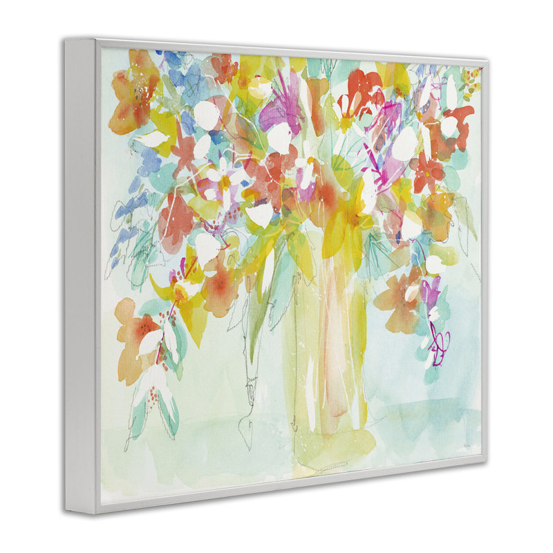 «Bold Eclectic Bouquet», art de la giclée encadrée par Krinlox, Estampe numérique encadrée blanc bord de mer