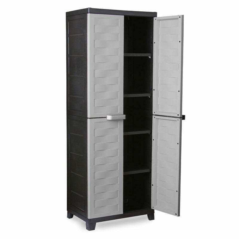 Ram Quality Products PREMIUM 4 Shelf Lockable Storage Utility Cabinet, Black