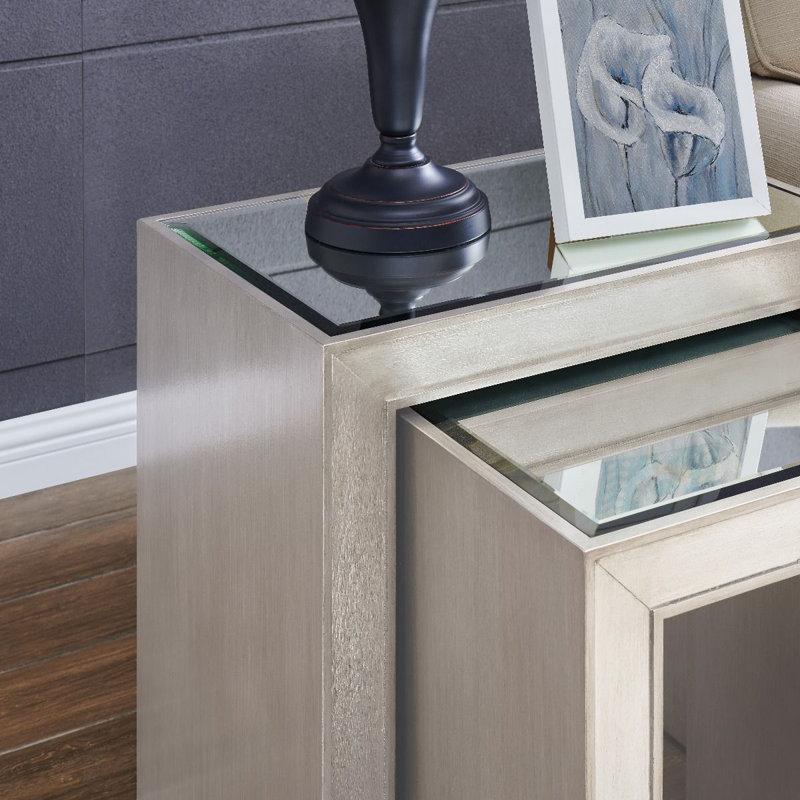 Greenberg Glass Top Sled Nesting Tables