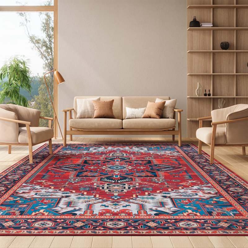 Sonia Oriental Area Rug in Red/Blue, Rectangle 8' x 10'