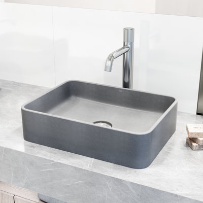 Segovia Gothic 16" L x 12" W x 4" H Gray Handmade Rectangular Vessel Bathroom Sink