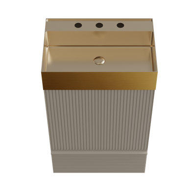 Meuble-lavabo (doit inclure à la fois meuble-lavabo et lavabo) avec rangement, acier à panneau de fibres à densité moyenne beige moderne de 20 pouces