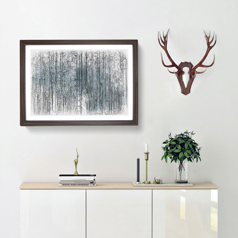 Forest in the Blue - Picture Frame Graphic Art Print, 36cm H x 48cm W x 2cm D, Walnut Framed