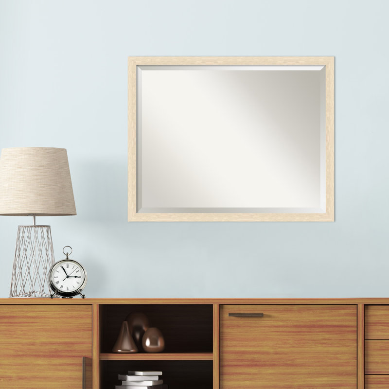 Jocell Solid Wood Wall Mirror, Light Brown, Rectangle, 24" x 30"