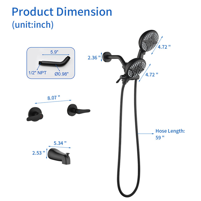 Dual Function Complete Shower System, Matte Black