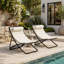 Chaise pliante d'extérieur 2 pièces, chaise de patio enveloppée de rotin avec dossier réglable, coussin épais et appui-tête détachable, pour la piscine, la plage, la cour, le camping et le camping (noir)