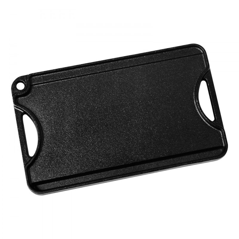 Plaque de barbecue réversible en fonte pré-assaisonnée noire, 13,5 po x 7,3 po