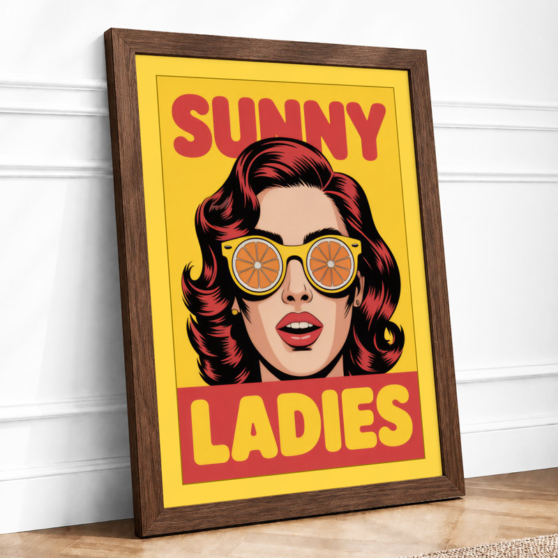 Sunny Ladies Retro - Framed Print, Walnut, A1 - 84.1 x 59.4 cm