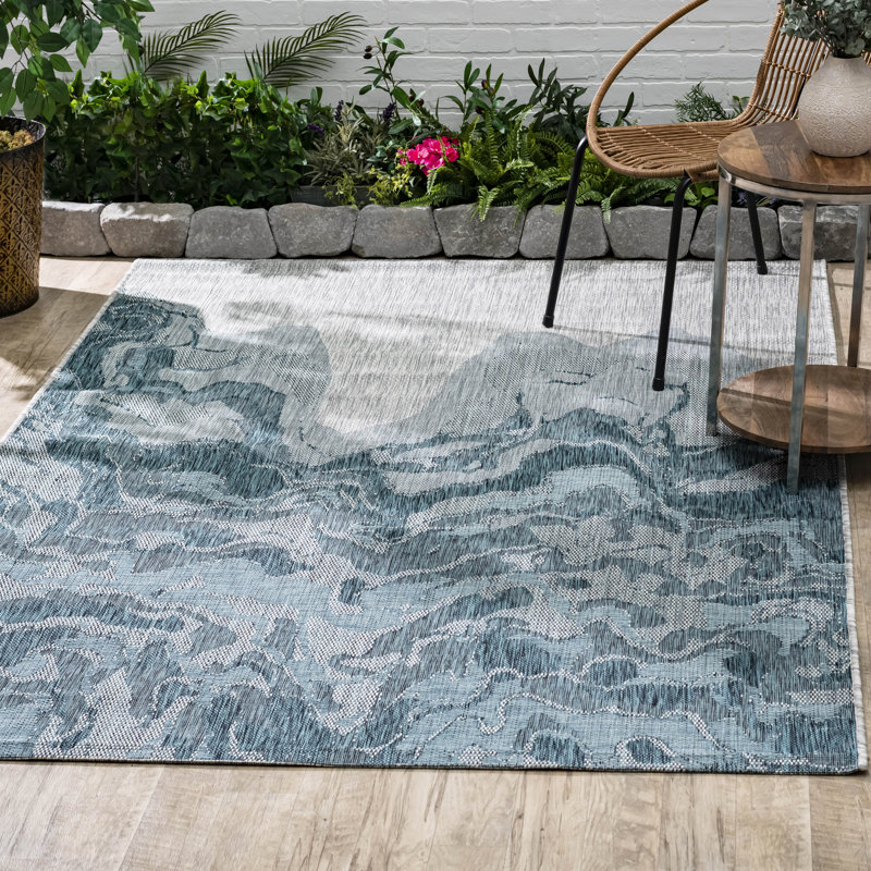 Deeasia Geometric Indoor / Outdoor Rug, Rectangle 3'11" x 5'6"