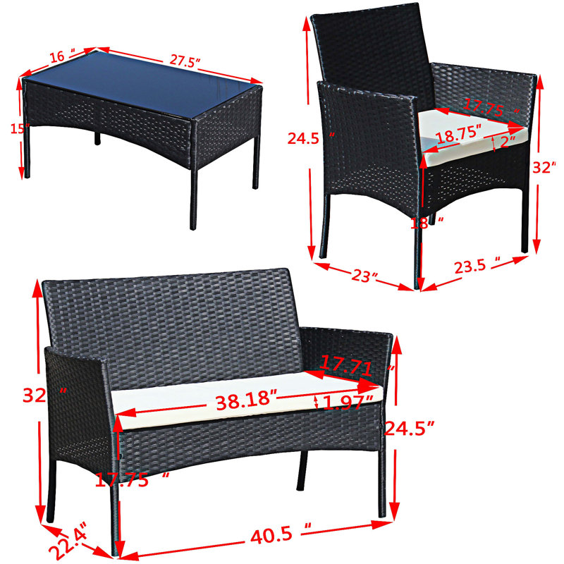 Siège de canapé d'extérieur 4 pièces 4 pièces