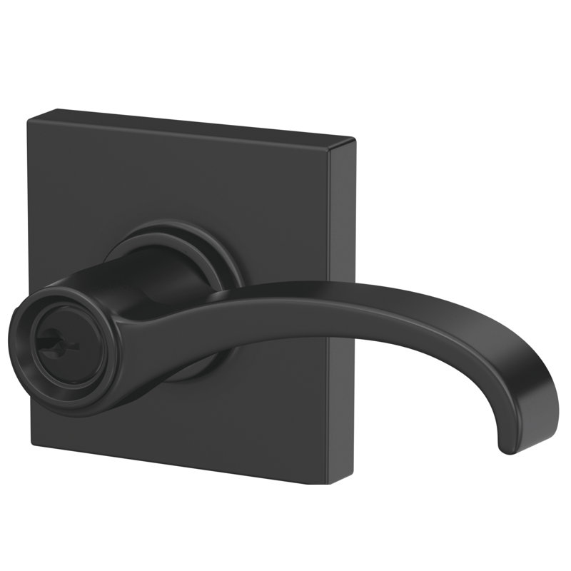 Whitney Keyed Entry Lever with Collins Trim, Matte Black