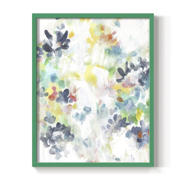 «Wall Flower Patterns II», reproduction encadrée - bois massif, H 11 po x l 9 po, Vert