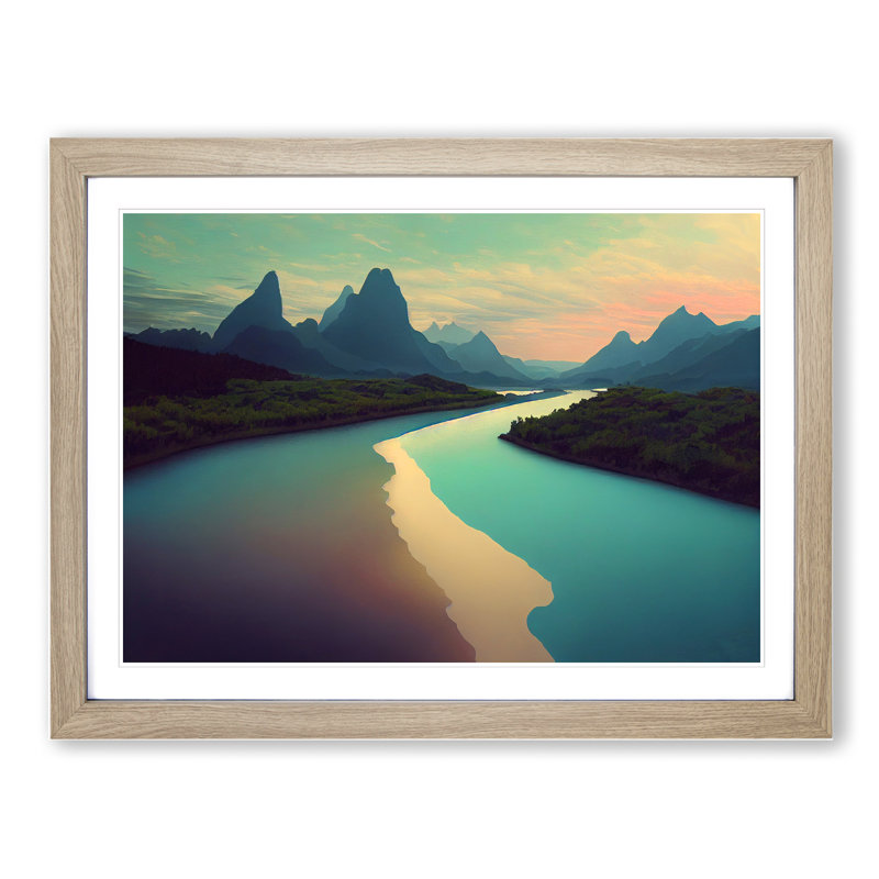 Mountain River Vol.3 - Framed Print, 46cm H x 64cm W x 2cm D, Oak Framed