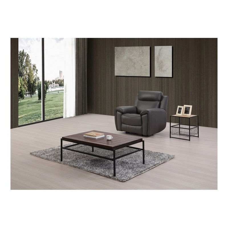 Anncey Genuine Leather Electric Power Recliner Armchair, Grey