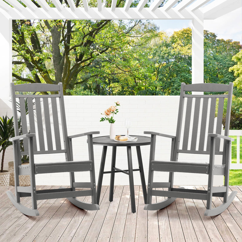 Chaise berçante d'extérieur en plastique, Gris