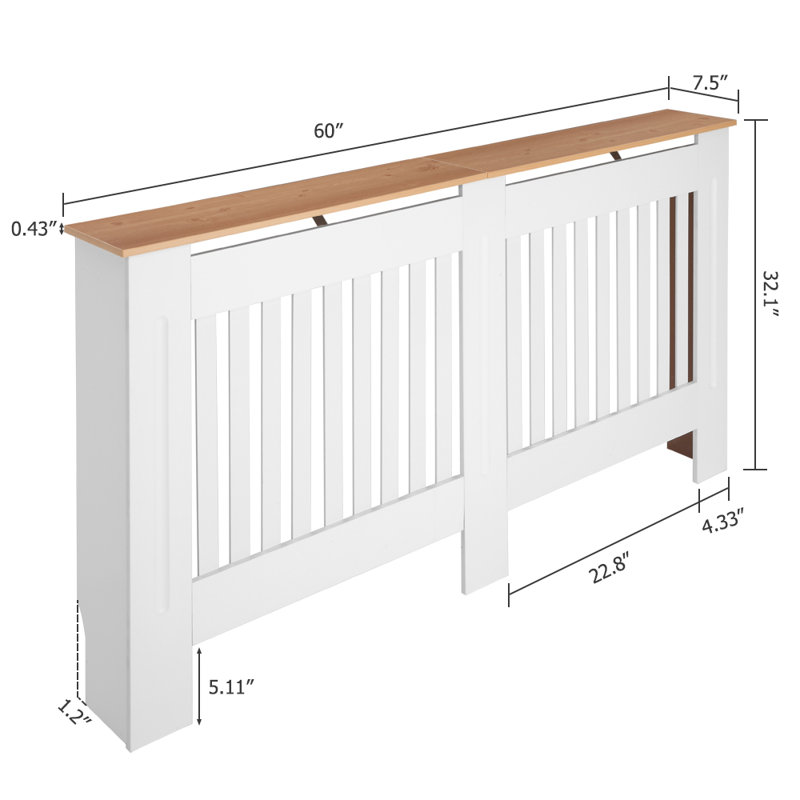 Constable Radiator Cover, White/Brown, 81cm H x 152cm W x 19cm D