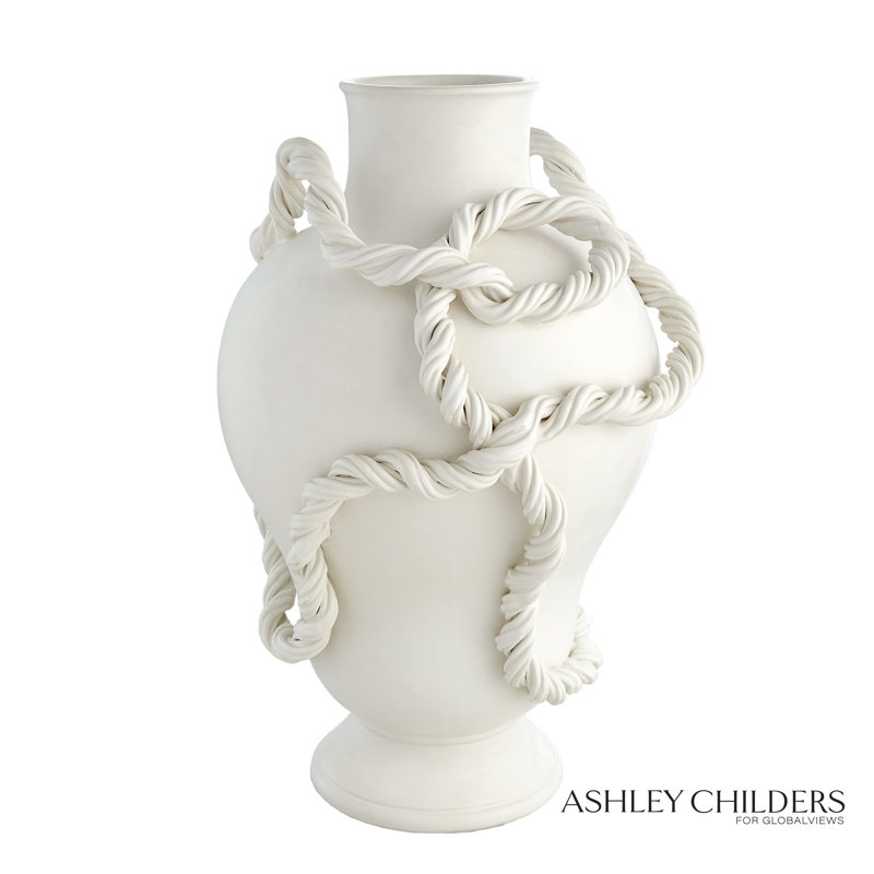Twisted Vine Vase-Matte White