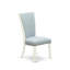 L'ensemble de salle à manger 5 pièces comprend une table de salle à manger ronde avec piédestal et 4 chaises rembourrées en tissu bleu lin, blanc lin-443064799-443064795-443064788