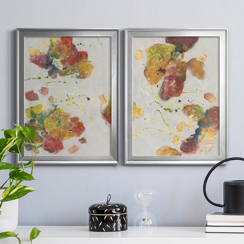 Séduisante «Love I», ensemble de 2 peintures sur toile encadrées, Argent, H 42,5 po x l 30,5 po x P 1 po