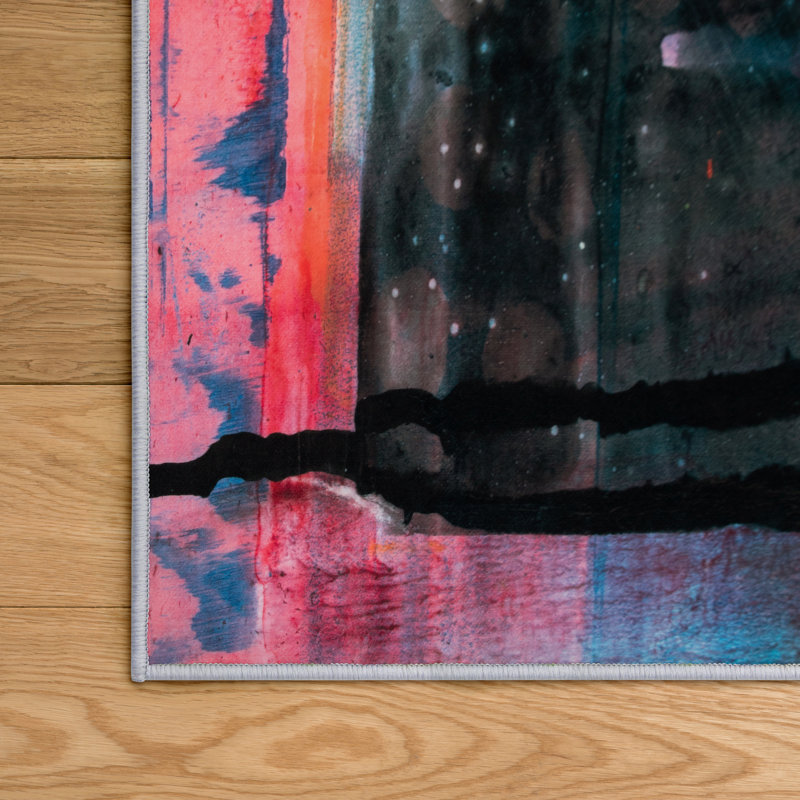 Switching Directions Washable Abstract Area Rug, Power-loomed, Softness with Non-Slipping Backing