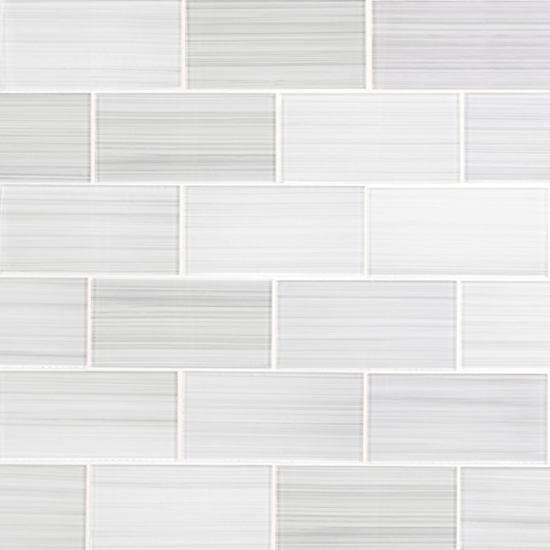 Premium Hand Painted 3" x 6" Straight Edge Glass Mosaic Subway Tile, White