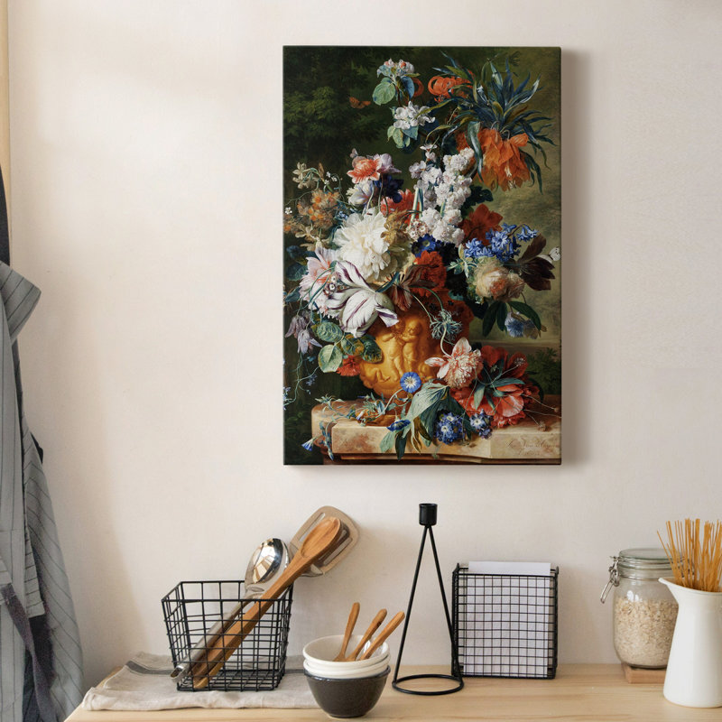 Bouquet de fleurs dans une urne - impression sur toile tendue, H 36 po x l 24 po x P 1 po