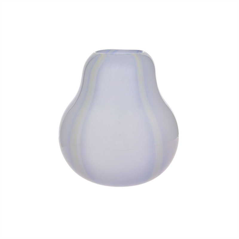 Kojo Glass Table Vase, 9.88" H x 9.57" W x 9.57" D, White/Lavender
