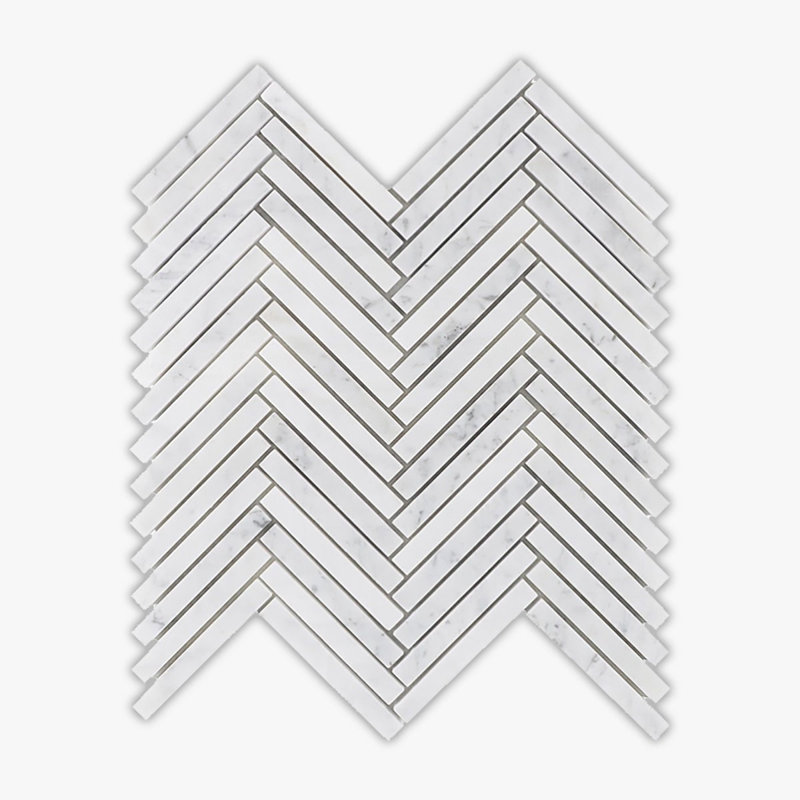 Carreau de mosaïque de mur et de plancher en marbre à chevrons / chevrons 1 po x 6 po