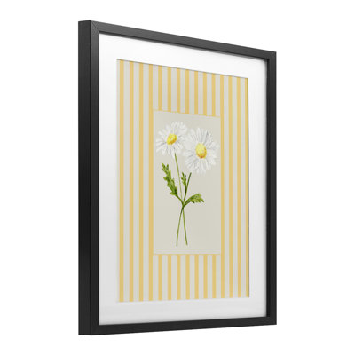 Impression de marguerite à rayures jaunes sous verre, design par Lisa Wehmeyer