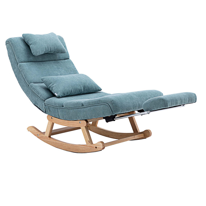 Chaise berçante Emberto, Tissu en microfibre bleu clair