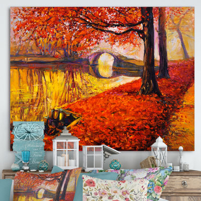Coucher de soleil romantique à travers les arbres dans le parc II - reproduction d'art sur toile