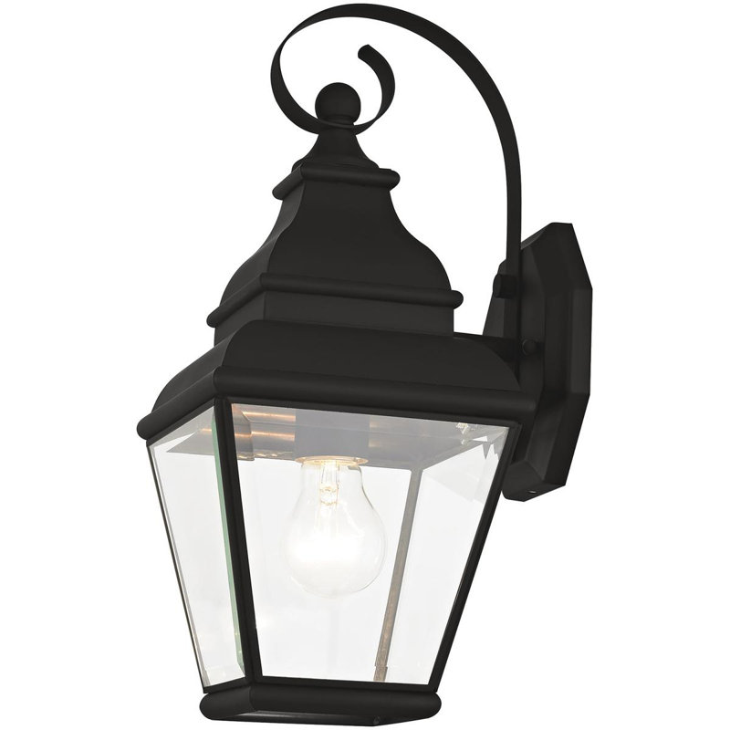 Luminaire suspendu pour lanterne murale d'extérieur 2 lumières - Abat-jour en verre transparent, Noir