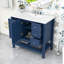 Meuble-lavabo simple 36 po avec plateau en céramique, tiroirs de rangement et tablettes ouvertes Misbaah