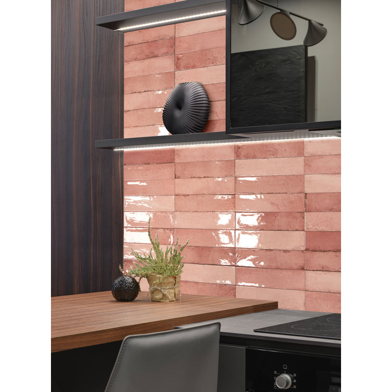 Kimpton 3" x 12" Ceramic Wall Tile, Flamingo