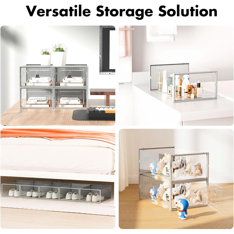 Boîtes de rangement pour chaussures en plastique transparent, paquet de 15 organisateurs de chaussures empilables avec emboîtement, étagère à chaussures pliable avec couvercles pour placard et organisation à domicile