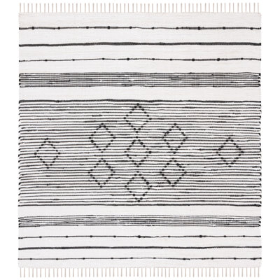Striped Kilim Flat Weave Cotton Geometric Rug
