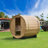 2-Person Canada Red Cedar Outdoor Barrel Sauna with View Window,Electric Heater,Sauna Starter Kit-96914295