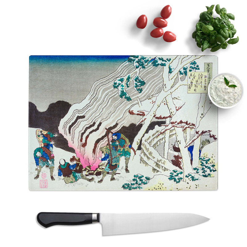 Tempered Glass Minamoto No Muneyuki Ason by Katsushika Hokusai Chopping Board, 39 cm x 28.5 cm