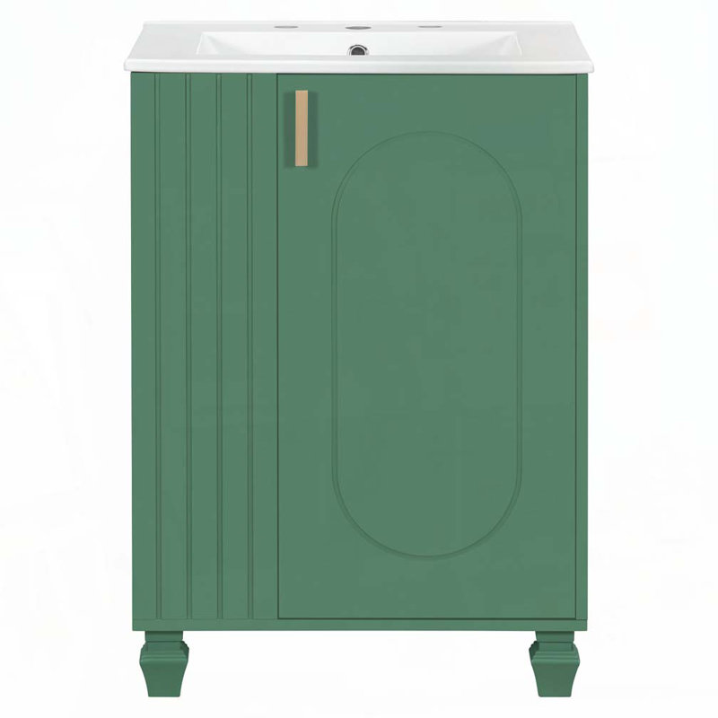 Meuble-lavabo 24 po avec lavabo en céramique, Vert