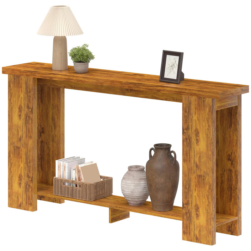 Farmhouse Entryway Table, Rustic Slim Console Sofa Table , Melamine Easy Clean Surface Multi-layer Storage Stable Structure Versatile Accent Furniture For Home Living Space