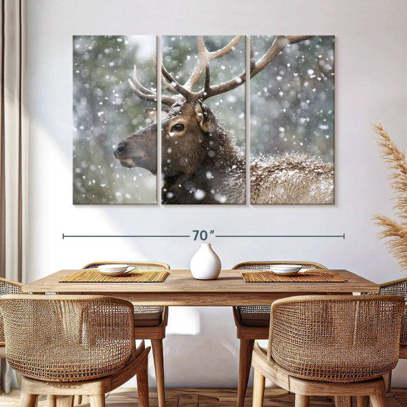 Brampt Winter Snow Elk, 42" H x 65" W