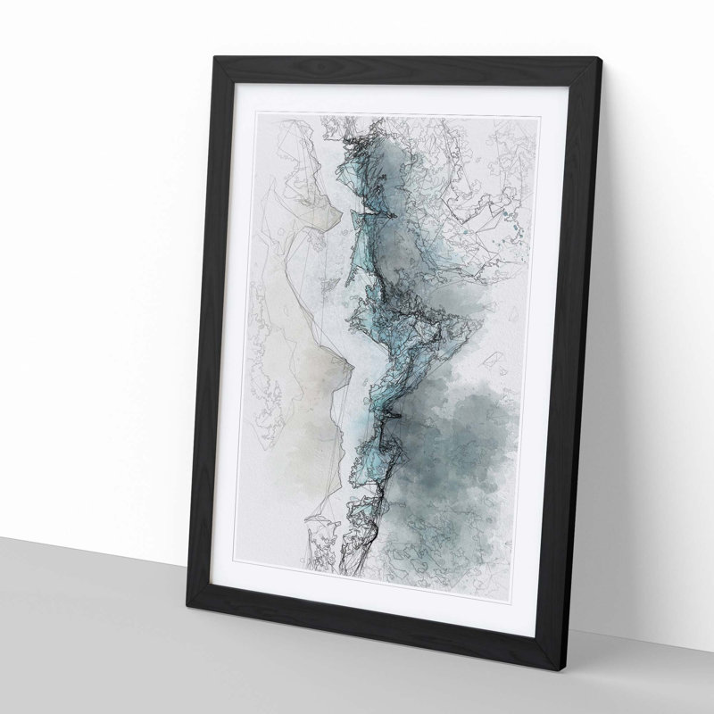 Waves upon the Beach in Abstract - Picture Frame Graphic Art Print, Black, 91cm H x 60cm W x 2cm D