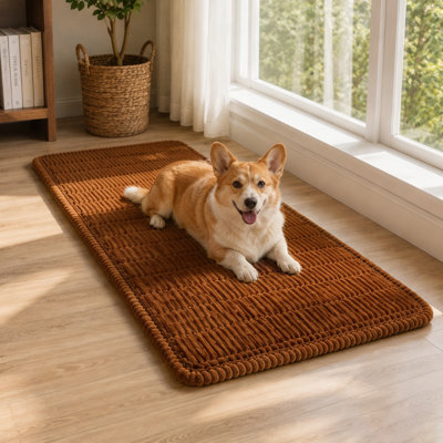 Grand tapis lavable pour chien, long tapis antidérapant pour chien et chat, coussin de repos doux et facile à nettoyer pour le chevet, le canapé, le côté fenêtre, le patio et les voyages
