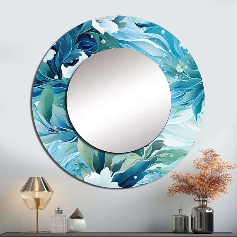 Motif tropical Ruslans Oceanic Mirage, 36 po x 36 po, Rond